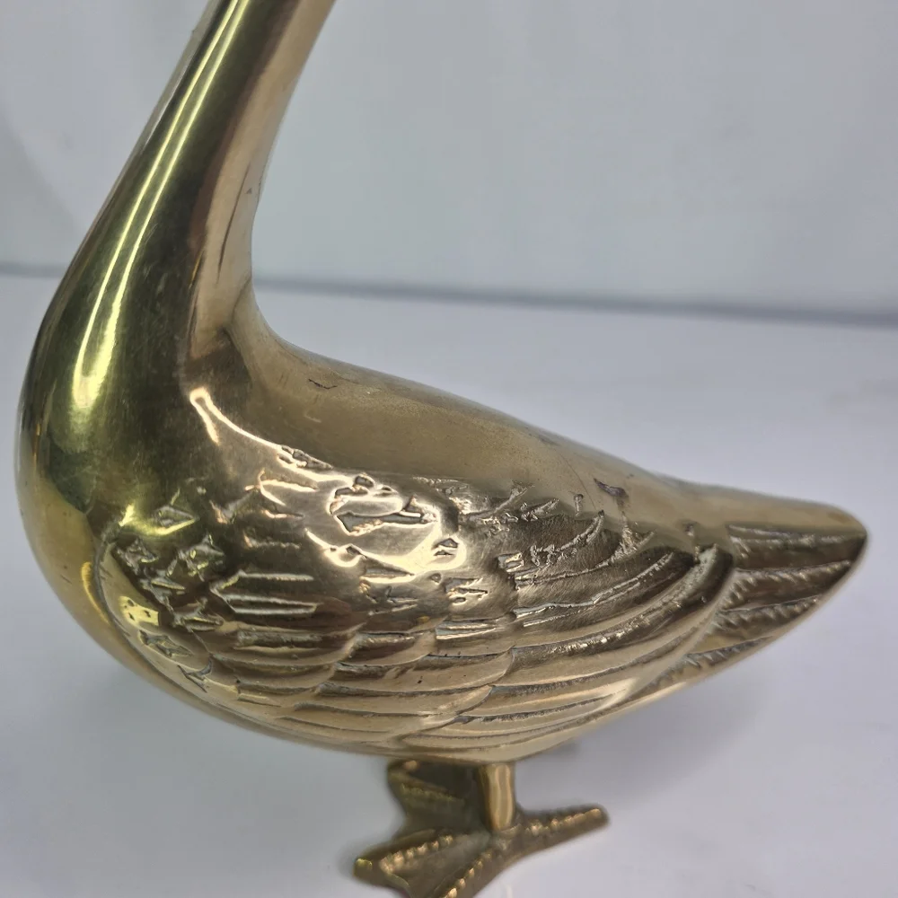 Vintage Brass Duck Goose Webbed Feet Legs Long Neck. - Picture 4 of 12